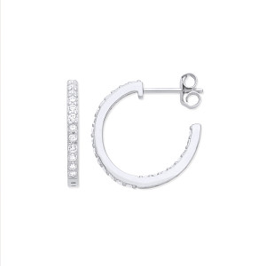 925 Sterling Silver CZ Micro Pave Hoop Earrings