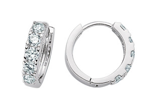 Silver CZ Micro Pave Hoop Earrings