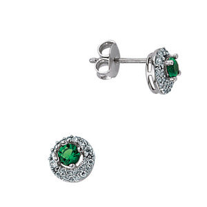 925 Sterling Silver CZ/EM CLUSTER EARRING