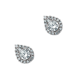 925 Sterling Silver Cubic Zirconia Tear Drop Cluster Earrings