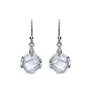 925 Sterling Silver CZ Fancy Drop Fish Hook Dangle Earrings