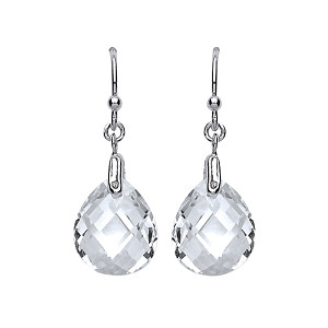 925 Sterling Silver CZ Fancy Drop Fish Hook Dangle Earrings