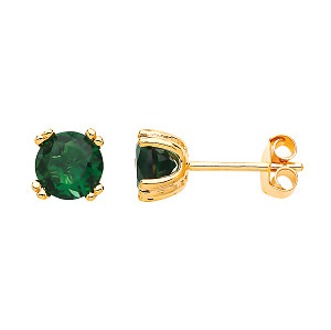 Gold Plated Emerald CZ Stud Earrings