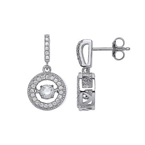 925 Sterling Silver CZ Fancy Floating Stone Drop Earrings
