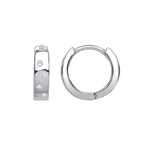 925 Sterling Silver CZ Huggie Earrings