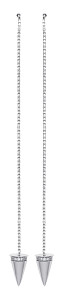 925 Sterling Silver CZ Spike Drop Chain Thread Earrings