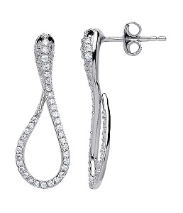 925 Sterling Silver CZ Pave Set Snake Stud Earrings