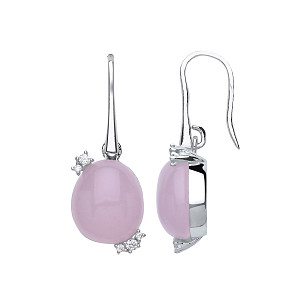 925 Sterling Silver CZ & Vintage Rose Stone Fancy Drop Earrings
