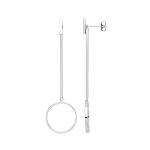 925 Sterling Silver Fancy Circle Drop Earrings