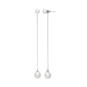 925 Sterling Silver& Pearl Chain Drop Earrings