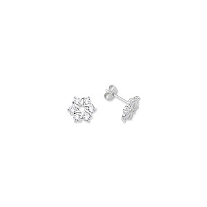 925 Sterling Silver CZ Fancy Flower Stud Earrings