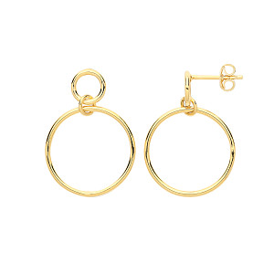 Gold Plated Circle Drop Earrings