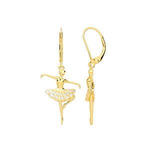 Gold Plated CZ Ballerina Fancy Drop Earrings