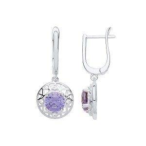 Gold Plated CZ & Tanzanite Fancy Drop Earrings