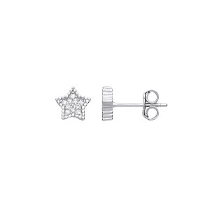 925 Sterling Silver CZ Star Stud Earrings
