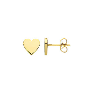Gold Plated Plain Petite Love Heart Stud Earrings