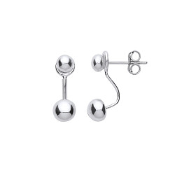 925 Sterling Silver Ball Two Way Front & Back Drop Earrings