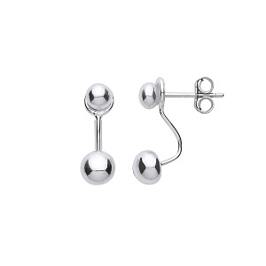 925 Sterling Silver Ball Two Way Front & Back Drop Earrings