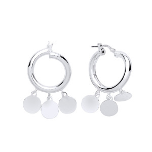 925 Sterling Silver Disk Gypsy Hoop Earrings