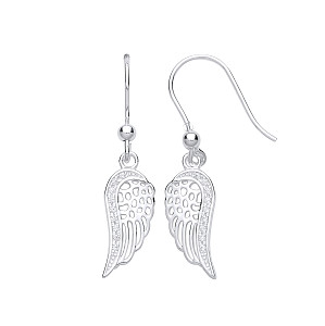 925 Sterling Silver CZ Angel Wings Stud Earrings