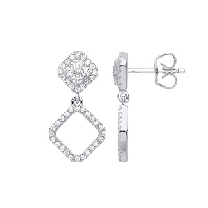 Silver CZ Fancy Drop Earrings
