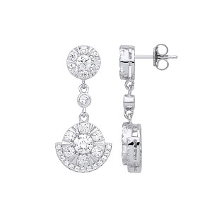 Silver CZ Fancy Drop Earrings