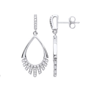 Gold Plated CZ Fancy Tear Drop Earrings