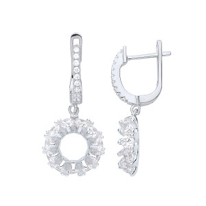 Rose Gold Plated CZ Fancy Circle Drop Earrings