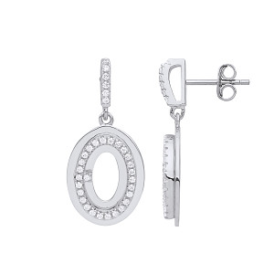 Rose Gold Plated CZ Oval Fancy Drop Earrings