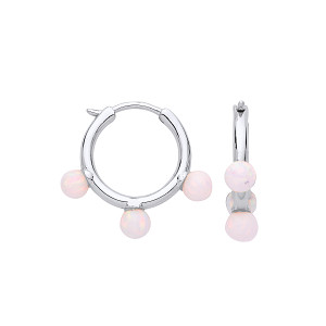Gold Plated Opal Bead Hoop Earrings