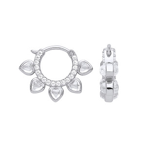 Gold Plated CZ Fancy Heart Huggie Earrings