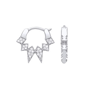 Gold Plated CZ Spike Huggie Earrings