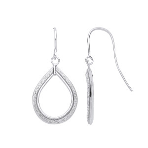Silver Moondust Tear Drop Earrings