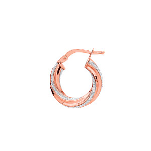 Rose Gold Plated Moondust 10mm Twist Hoop Earrings