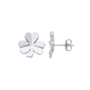 925 Sterling Silver Clover Leaf Stud Earrings