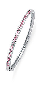 Children's 925 Sterling Silver Pink Cubic Zirconia Channel Set Bangle