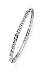 Children's 925 Sterling Silver Cubic Zirconia Channel Set Bangle