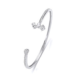 925 Sterling Silver CZ Pave & Claw Set Fancy Bangle