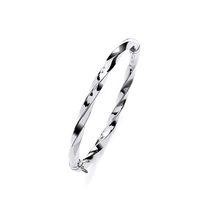 Silver Platinum Plate Twist Hinge Ladies Bangle