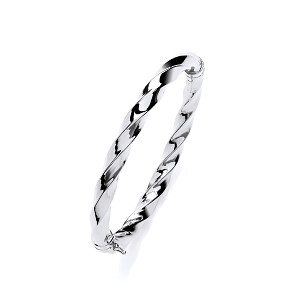 Silver Platinum Plate Twist Hinge Ladies Bangle