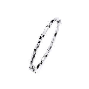 Silver Platinum Plate Twist Hinge Ladies Bangle