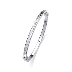 Silver Plated Greek Key Hinged Bangle