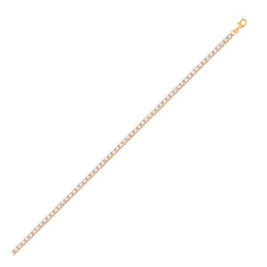 Gold Plated CZ 3mm Round Stone Clawset Tennis Necklace