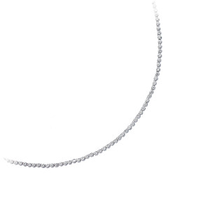 925 Sterling Silver Cubic Zirconia Round Stone Rubover Necklace