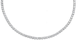 925 Sterling Silver Cubic Zirconia Round Stone Clawset Necklace