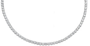 925 Sterling Silver Cubic Zirconia Round Stone Clawset Necklace