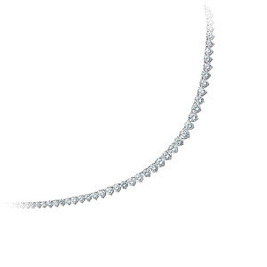 925 Sterling Silver Cubic Zirconia Graduated Necklace
