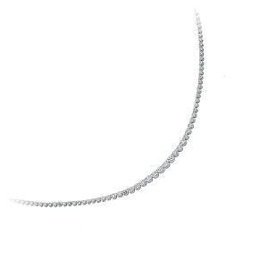 925 Sterling Silver Cubic Zirconia Rubover Graduated Necklace