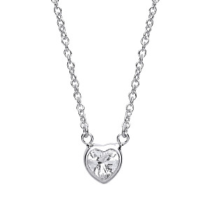 925 Sterling Silver Ladies Necklace With CZ Heart Pendant
