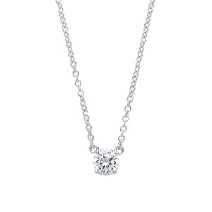 925 Sterling Silver Ladies Necklace With Round CZ Claw Set Pendant